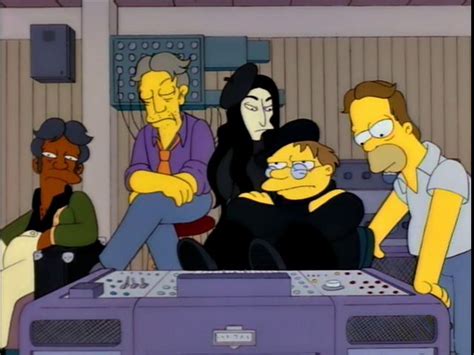 Frame from The Simpsons, Barney taking the band to strange new places.